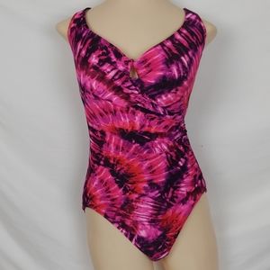 Miraclesuit Pink Black Underwire tummy control 1pc